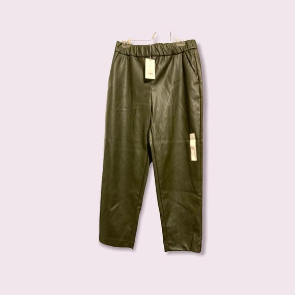 Medium Women's High-Rise Faux Leather Tapered Ankle Pull-On Pants a new day NWT - Picture 2 of 5